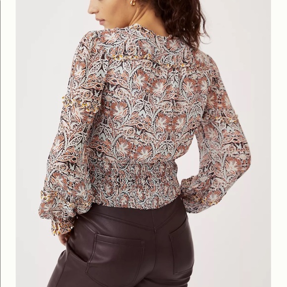 Printed ruffle blouse, Anthropologie. Size Small. - Picture 2 of 8
